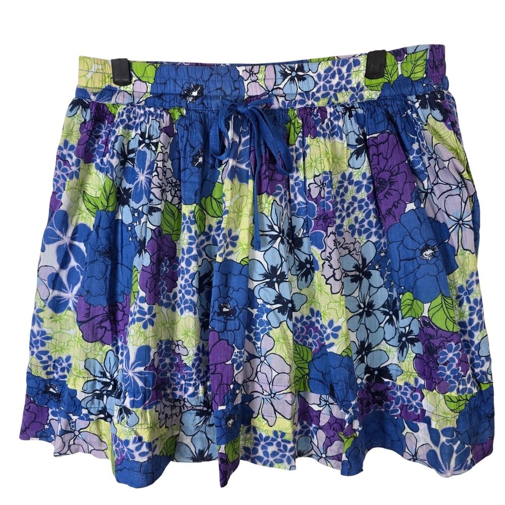 Old Navy Womens Floral Print A Line Mini Skirt‎ Blue Purple Green Size M